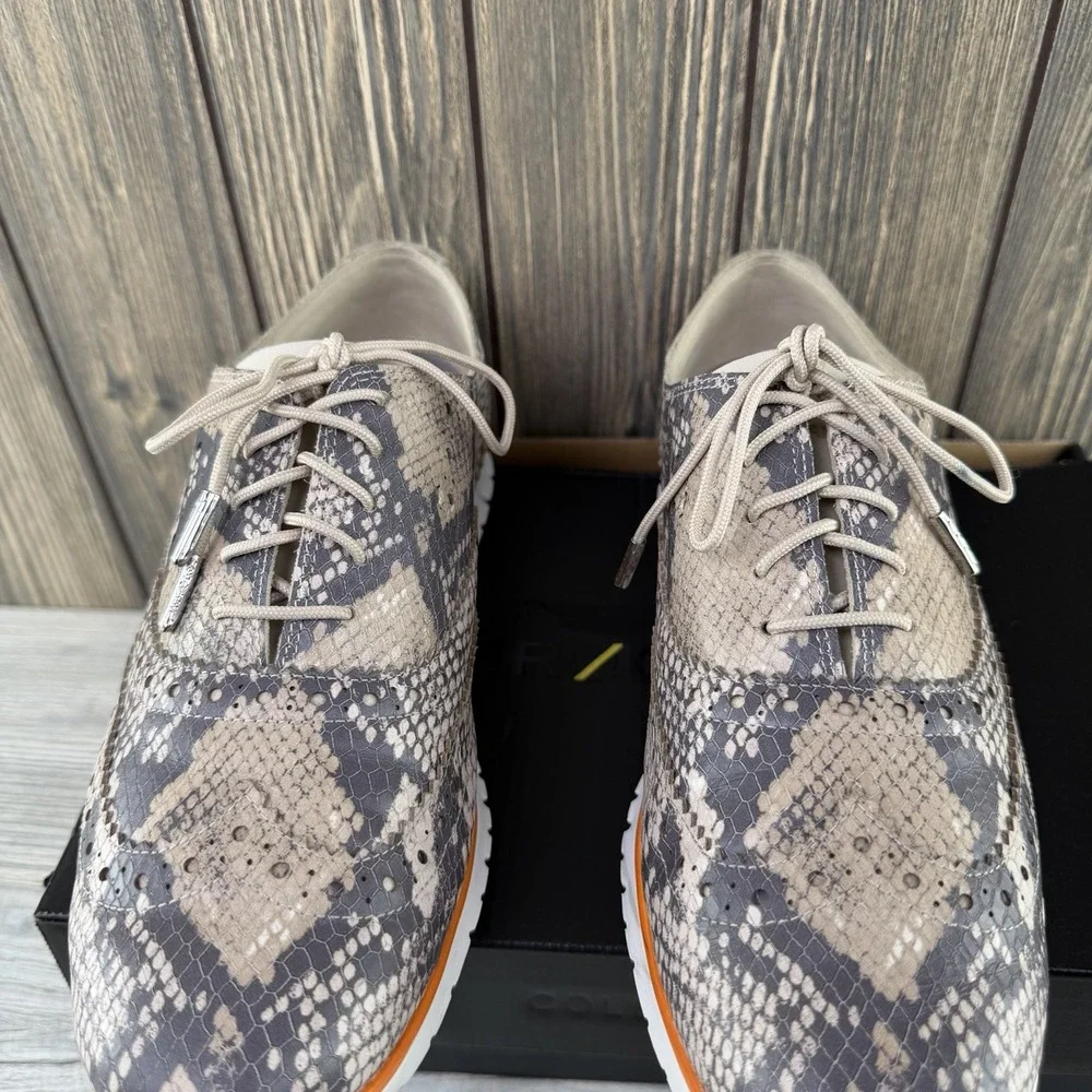 Cole Haan Zerogrand Wing Ox II Python Print Women's Oxford Shoes 8.5B